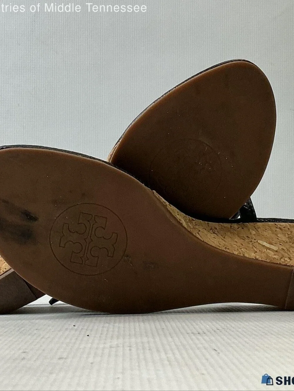 Tory Burch Black Leather T-Strap Sandals Size 9